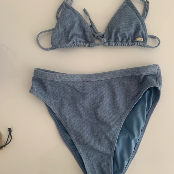 Perfect condition wrangle light blue bikini triangle top high waist bottom - Picture 5 of 5